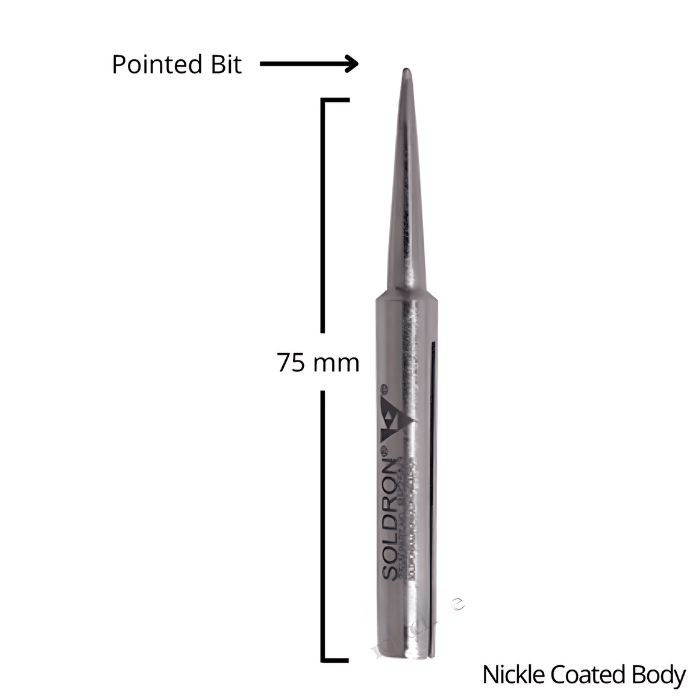 Soldron 25W Pointed Bit – Precision needle tip for detailed work – soldering iron - Soldering Kit -Robocraze