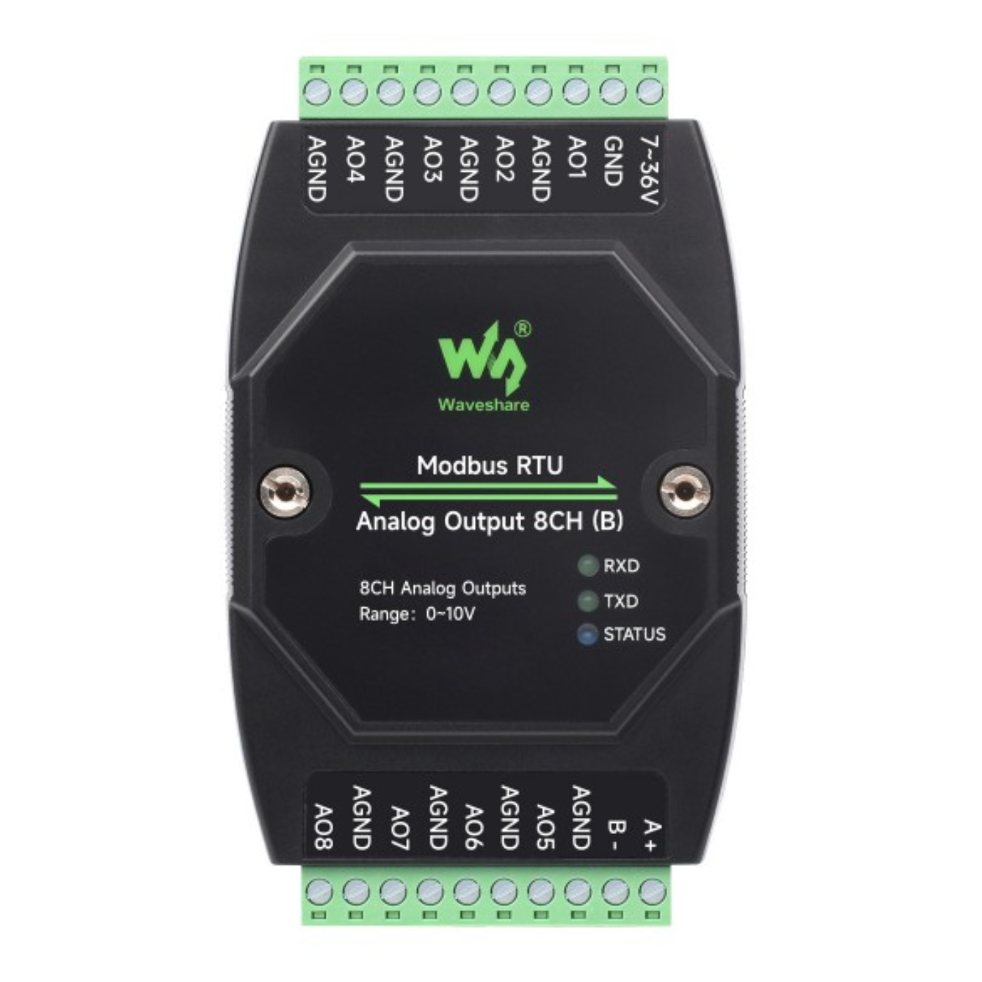 Waveshare Industrial Modbus RTU 8-Ch (B) Analog Output Module 12-bit DA Conversion