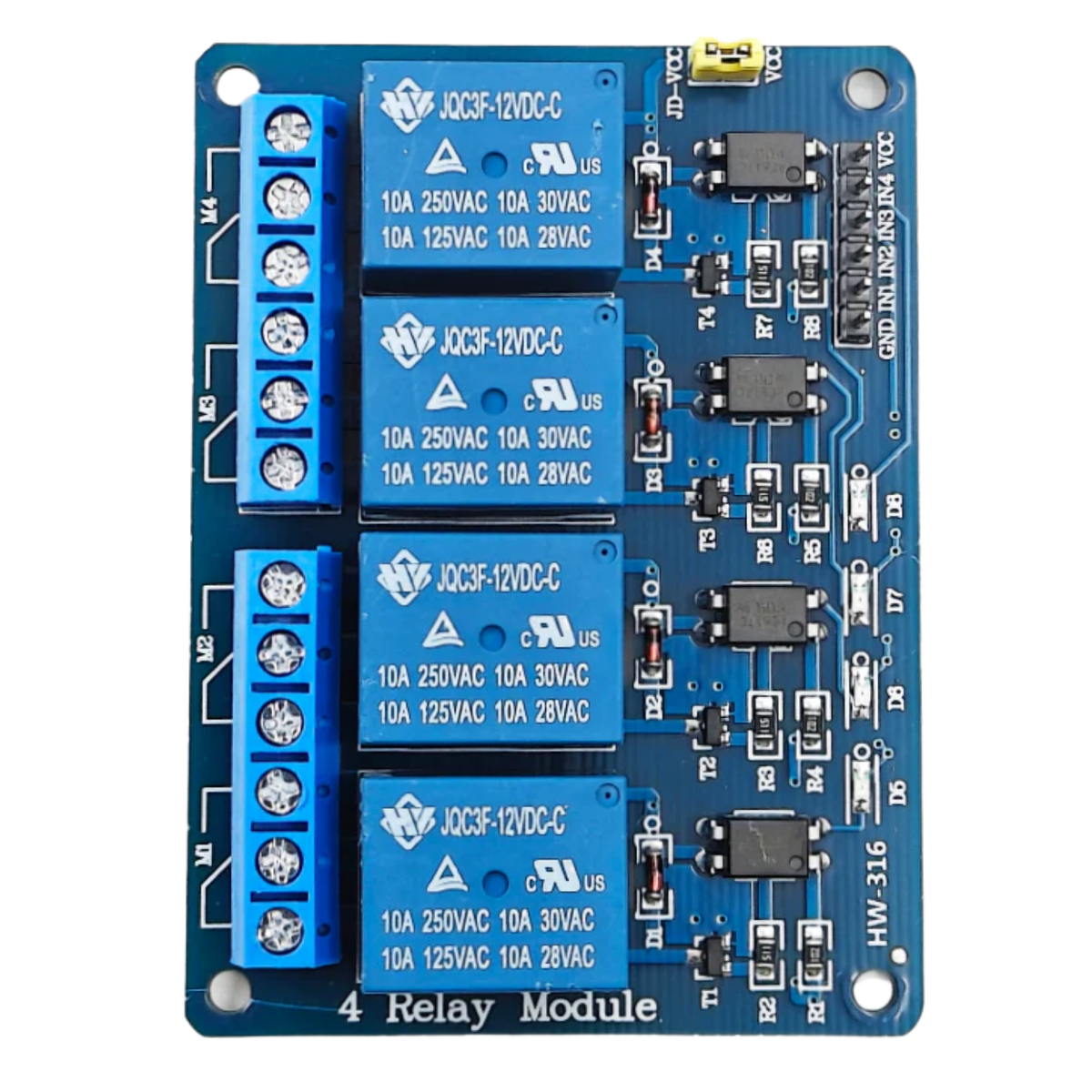 12V 4-channel Relay Module with Optocoupler – Robocraze