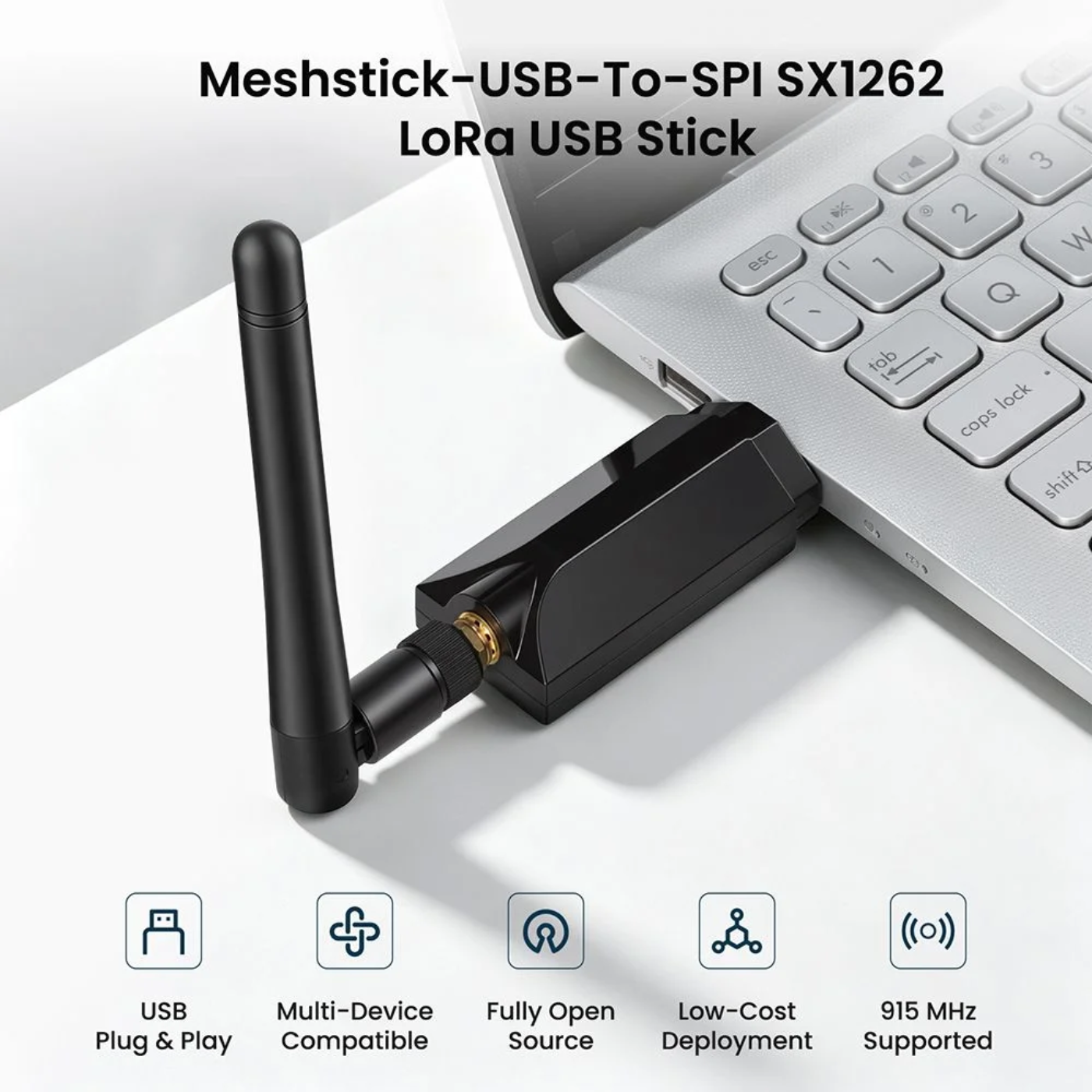 Elecrow MeshStick USB-to-SPI SX1262 TCXO LoRa USB Adapter | Plug-and-Play Meshtastic & LoRa Mesh Node