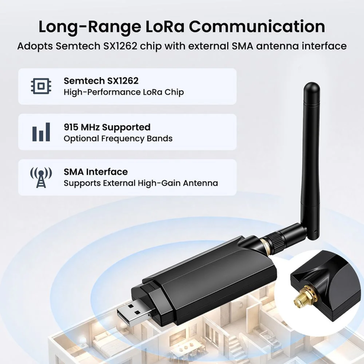 Elecrow MeshStick USB-to-SPI SX1262 TCXO LoRa USB Adapter | Plug-and-Play Meshtastic & LoRa Mesh Node