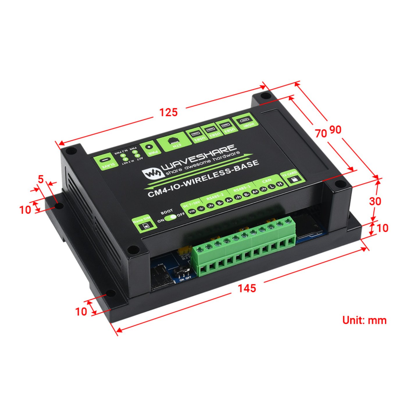 Waveshare Industrial IoT Wireless Expansion Module Compatible with Raspberry Pi CM4