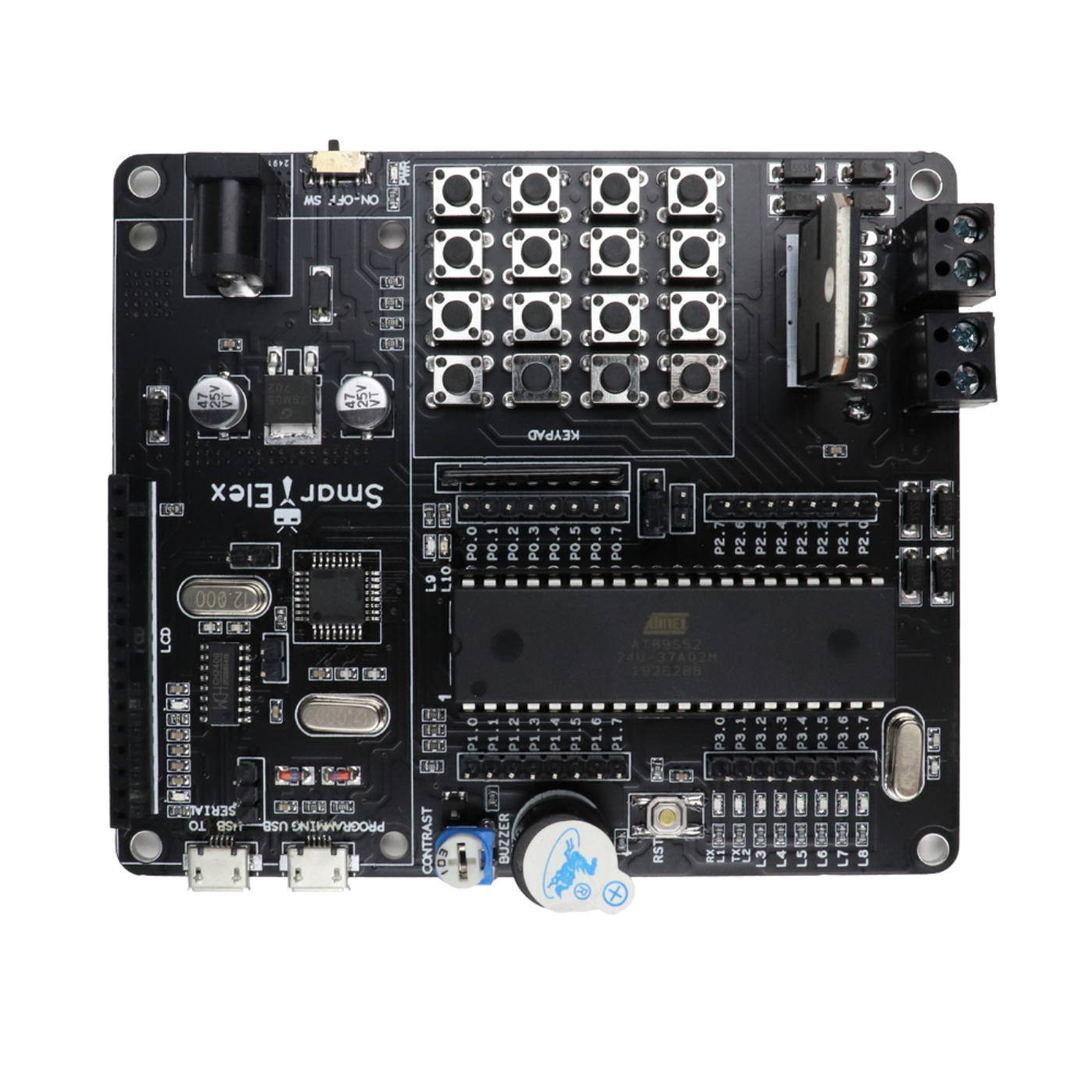 SmartElex AT89S52 Microcontroller Development Board – 40-Pin DIP MCU  with L298P Motor Driver -Robocraze
