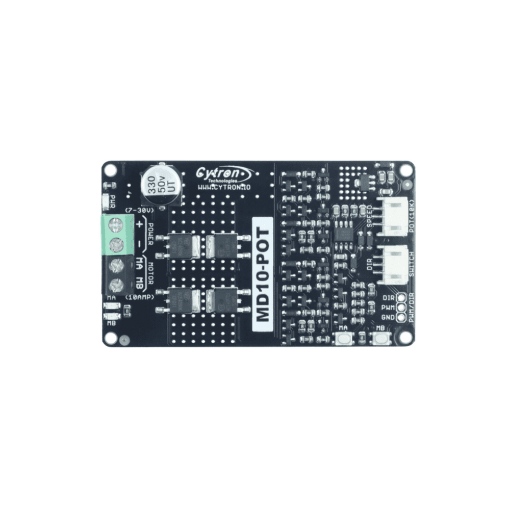 Cytron 10Amp 7V-30V Switch Control Potentiometer with DC Motor Driver -Motors & Mechanical
-Motor Drivers -Robocraze