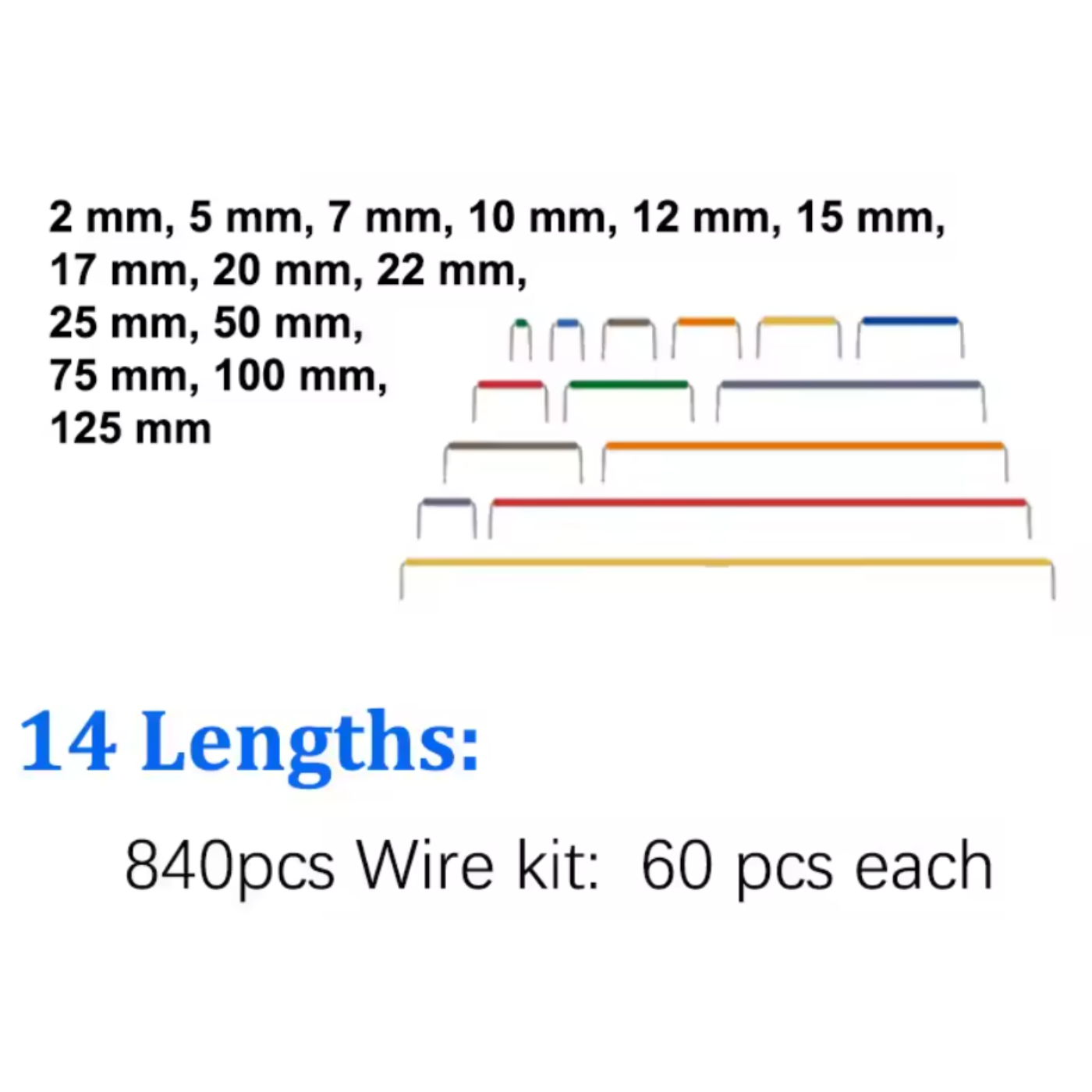 840PCS Breadboard Jumper Wire 14 Assorted Lengths Kit -Robocraze