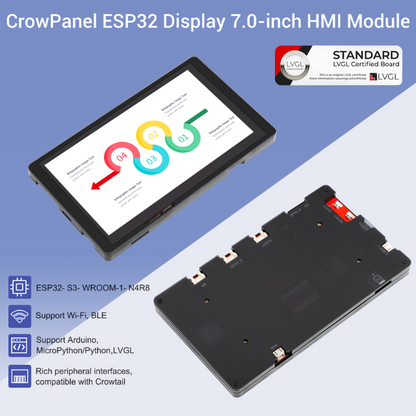 ELECROW 7.0" ESP32 HMI Display: Arduino/LVGL/Micropython/PlatformIO Compatible Without Acrylic Case