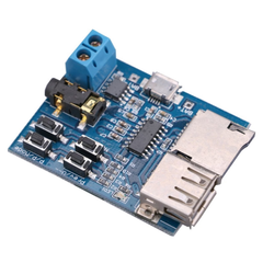 MP3 Decoder Board with TF Card USB Disk Support and Built-In Power Supply