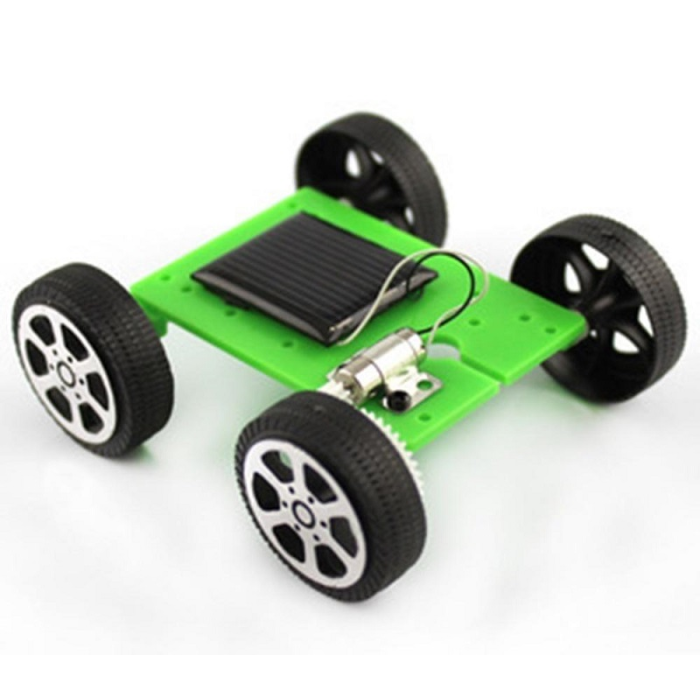 DIY Mini Solar Car Kit 4 Wheel Drive (Green Chassis)-Robocraze