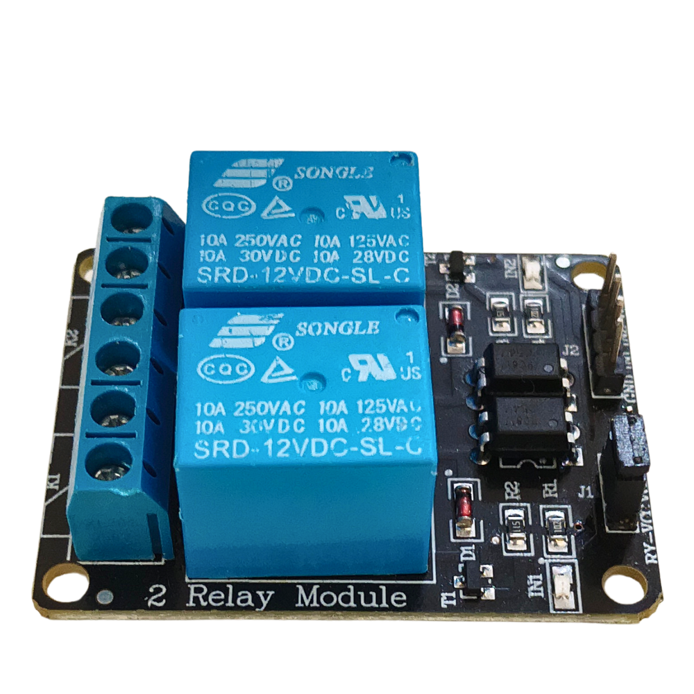 12V 2-Channel Relay Module with Optocoupler Isolation -Electronic Modules -Relays- 12V Relay -Robocraze