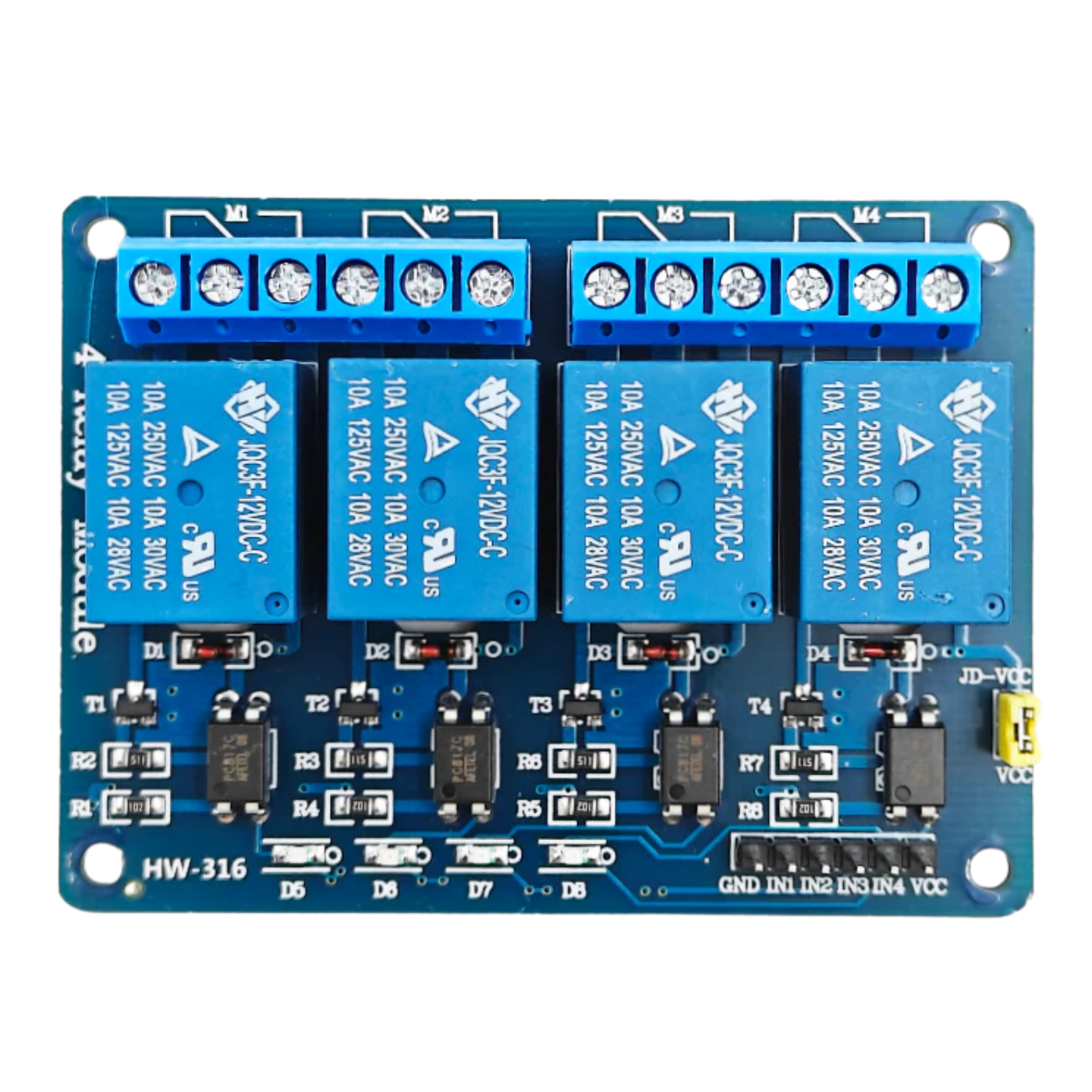 12v 4-channel Relay Module​ with Optocoupler -Electronic Modules -Relays -12V Relays -Robocraze
