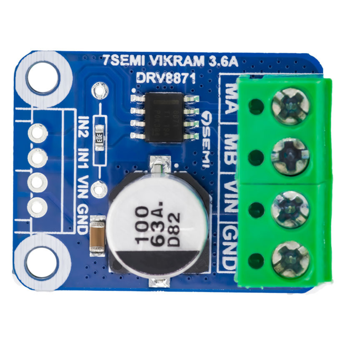 7Semi Vikram-453R6 45V 3.6A DRV8871 Single Channel Motor Driver Breakout -Motors & Mechanical -Motor Driver -Robocraze