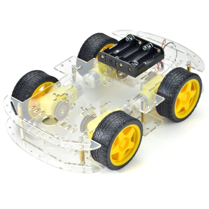 4WD Double Layer Smart Car Chassis Kit (Long Version) – Durable DIY Kits, STEM Kits, Robot Kits -Robocraze