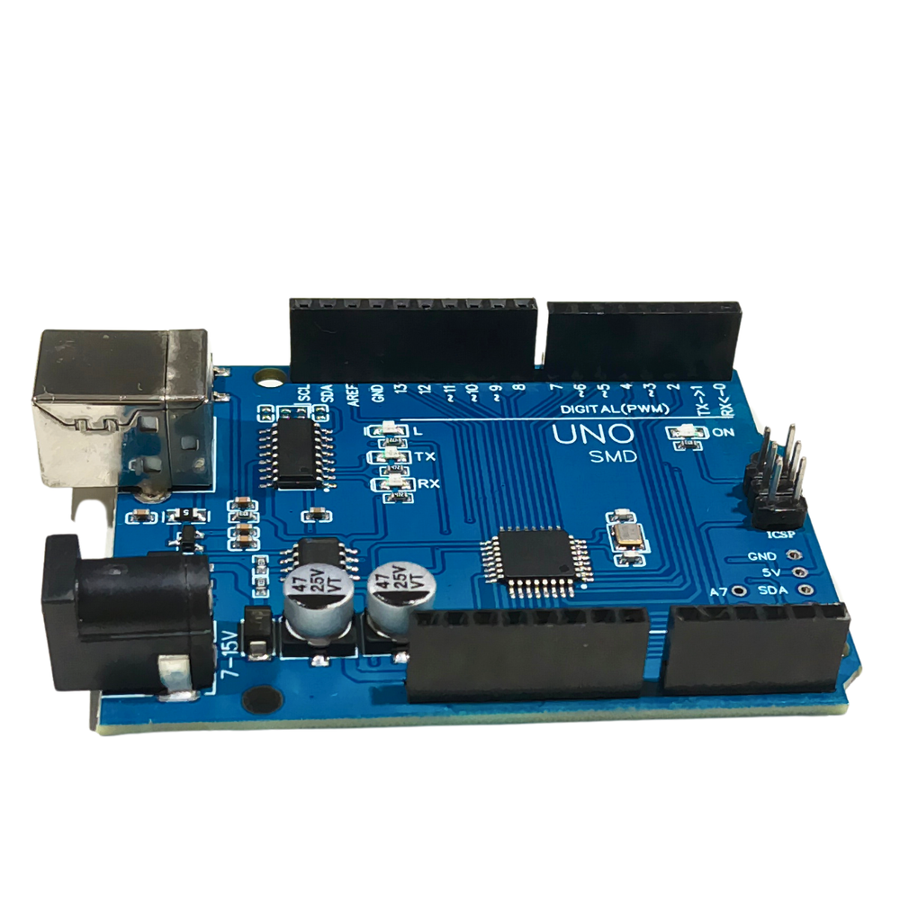 Arduino UNO R3 SMD – Compact compatible Arduino Board with SMD ATmega328 for embedded development. Buy now! -Robocraze
