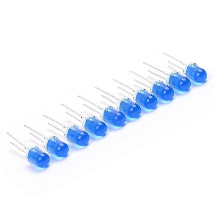 Blue Led 5mm(Pack of 10) -Electronic Components -LEDs -Through-Hole LEDs -Robocraze