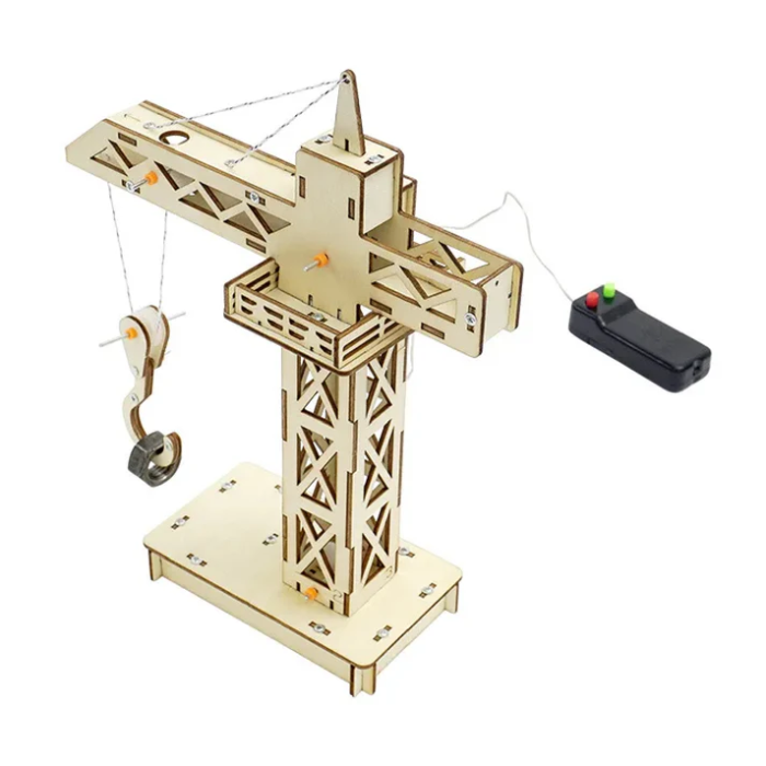 DIY Wooden Crane Tower Science Experimental Stem Kit for Kids -STEM toy for kids -Robocraze