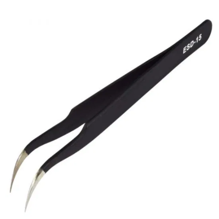 ESD-15 Black Tweezer Cross Tip – ESD-safe tweezer for electronics – anti-static tweezer - Hand Tool - Robocraze