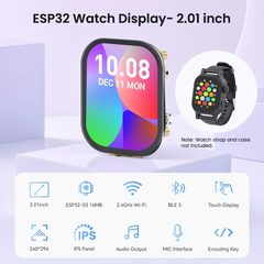 Elecrow CrowPanel 2.01-Inch ESP32 HMI Watch Display, 240×296 IPS Touchscreen & Microphone – No Case/Strap -Display Module -LCD Display Modules -Robocraze