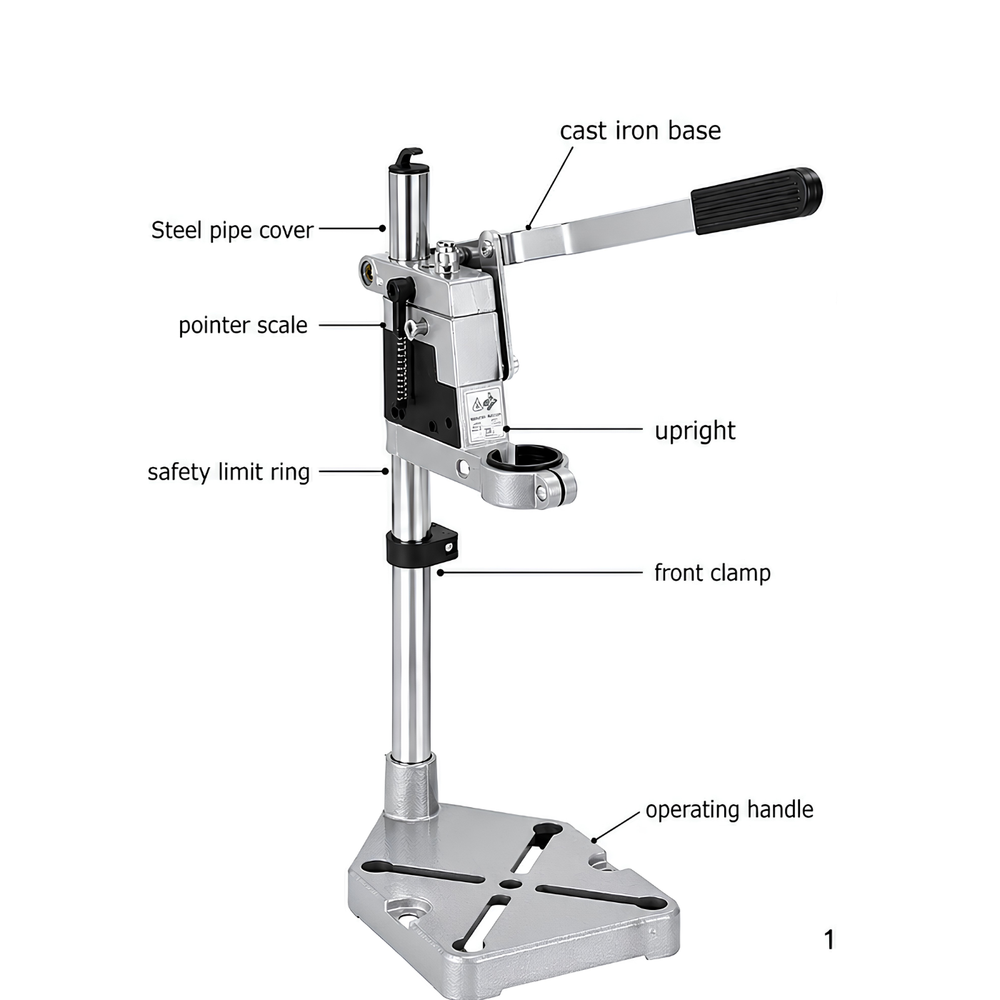 Gripx DS100 Metal Drill Stand Workstation for Drilling Silver Black -Robocraze