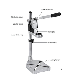 Gripx DS100 Metal Drill Stand Workstation for Drilling Silver Black -Robocraze