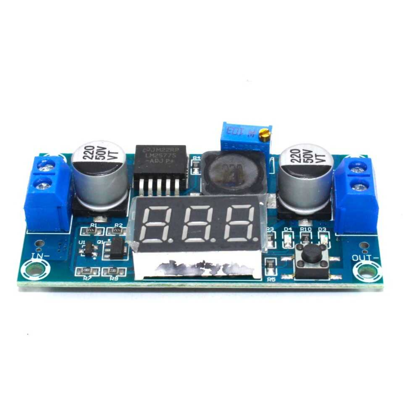 LM2577 3A Adjustable DC-DC Step-Up Boost Converter with LED Voltmeter, 3-34V to 4-35V -Batteries & Power Supply -Buck/Boost -Robocraze