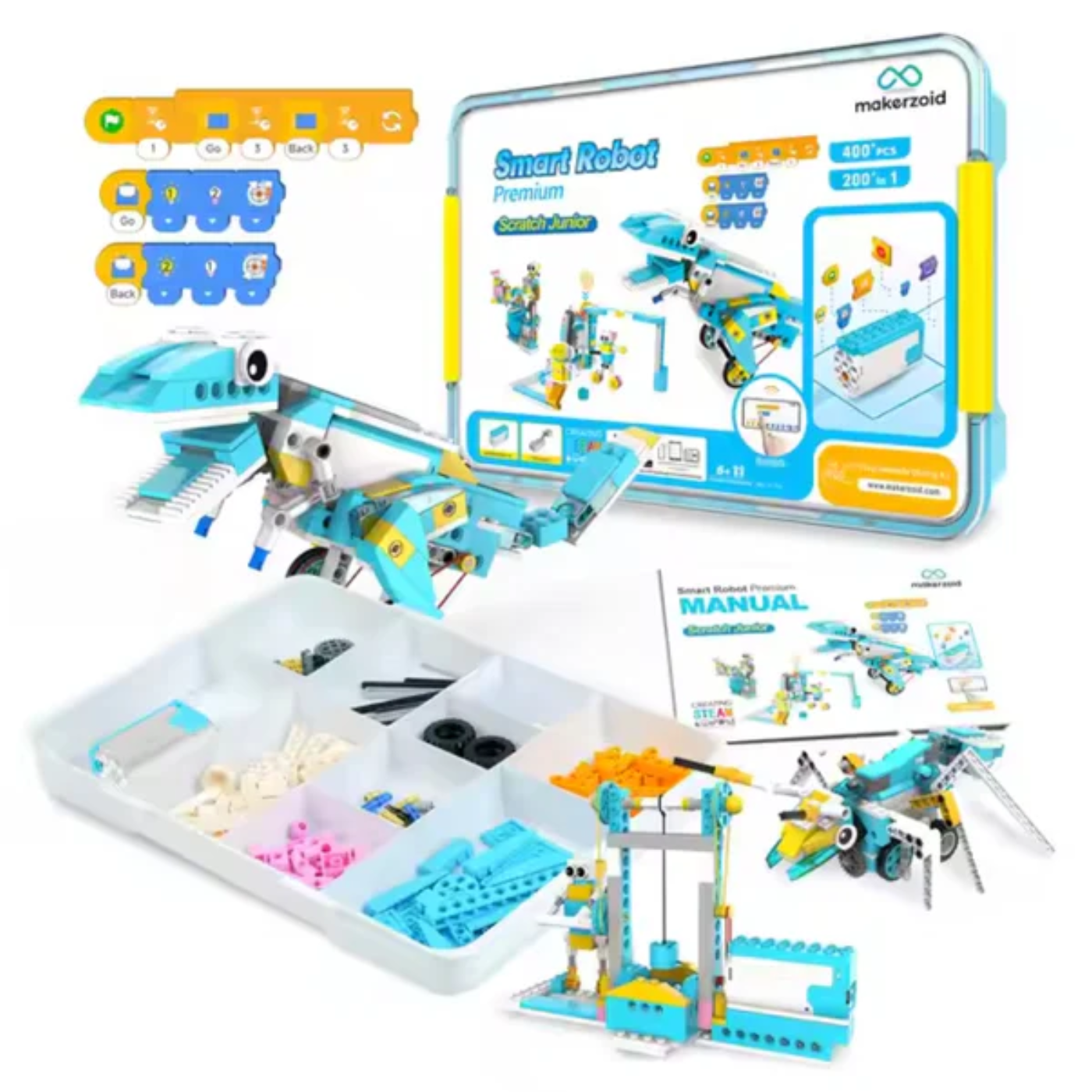 Makerzoid 200-in-1 RC Scratch Junior Coding Smart Robot Toy - Educational Robotics Kits for Kids -STEM Kits -School Kits -Robocraze