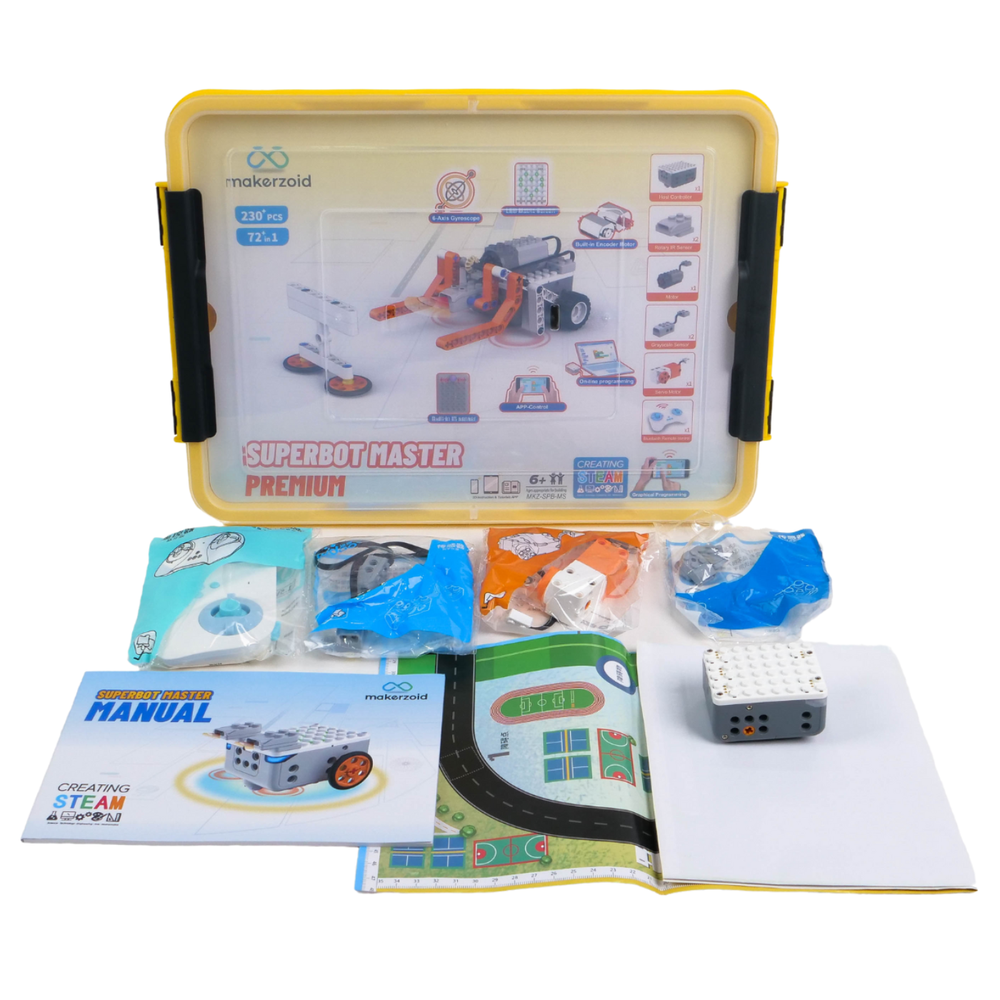 Makerzoid STEAM Super Bot Master Premium Educational Coding Robot Kit with Scratch 3.0 Block Coding -STEM Kits -Robotic Kits -Robocraze