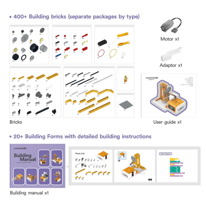 MatataStudio 20-in-1 Creator STEM Kit with 400 Blocks – Versatile DIY Kits, STEM Kits, Robot Kits -Robocraze