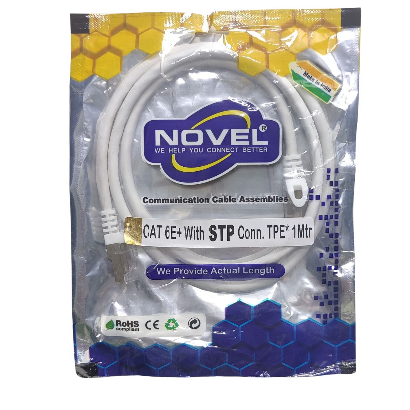 NOVEL CAT 6E+ Patch Cord Cable with STP Connector -1 Meter -Cables -Ethernet -Robocraze