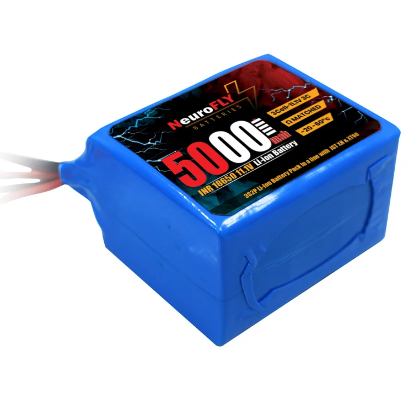 NeuroFLY RS9355 11.1V 5000mAh 3S2P 18650 Li-Ion Battery Pack with XT60, JST & DC Jack -Batteries & Power Supply -Li-Ion Batteries -Robocraze