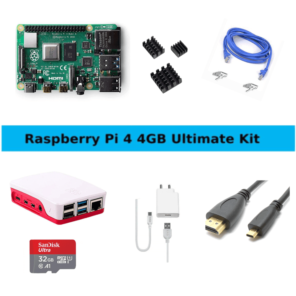 Raspberry Pi4 Model B 4GB Ultimate Kit – Pi4 4GB kit with case, heatsink & SD card -Robocraze