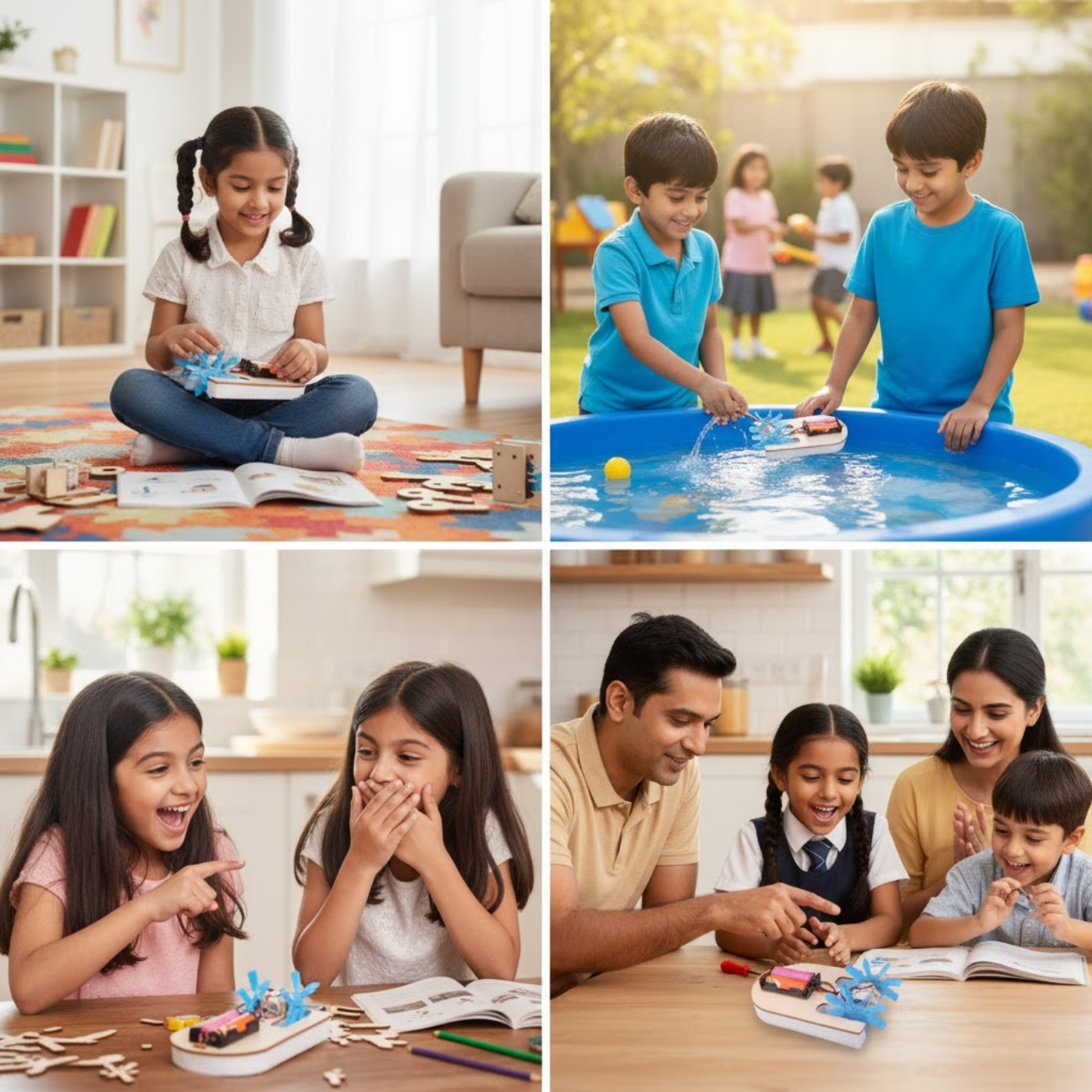 Pludo Paddle Racer STEM Kit – DIY Science Experiment Kit for Kids 3–5 | Mont–2 Water Resistance Activity -DIY Kit -Pludo Education Kit -Robocraze