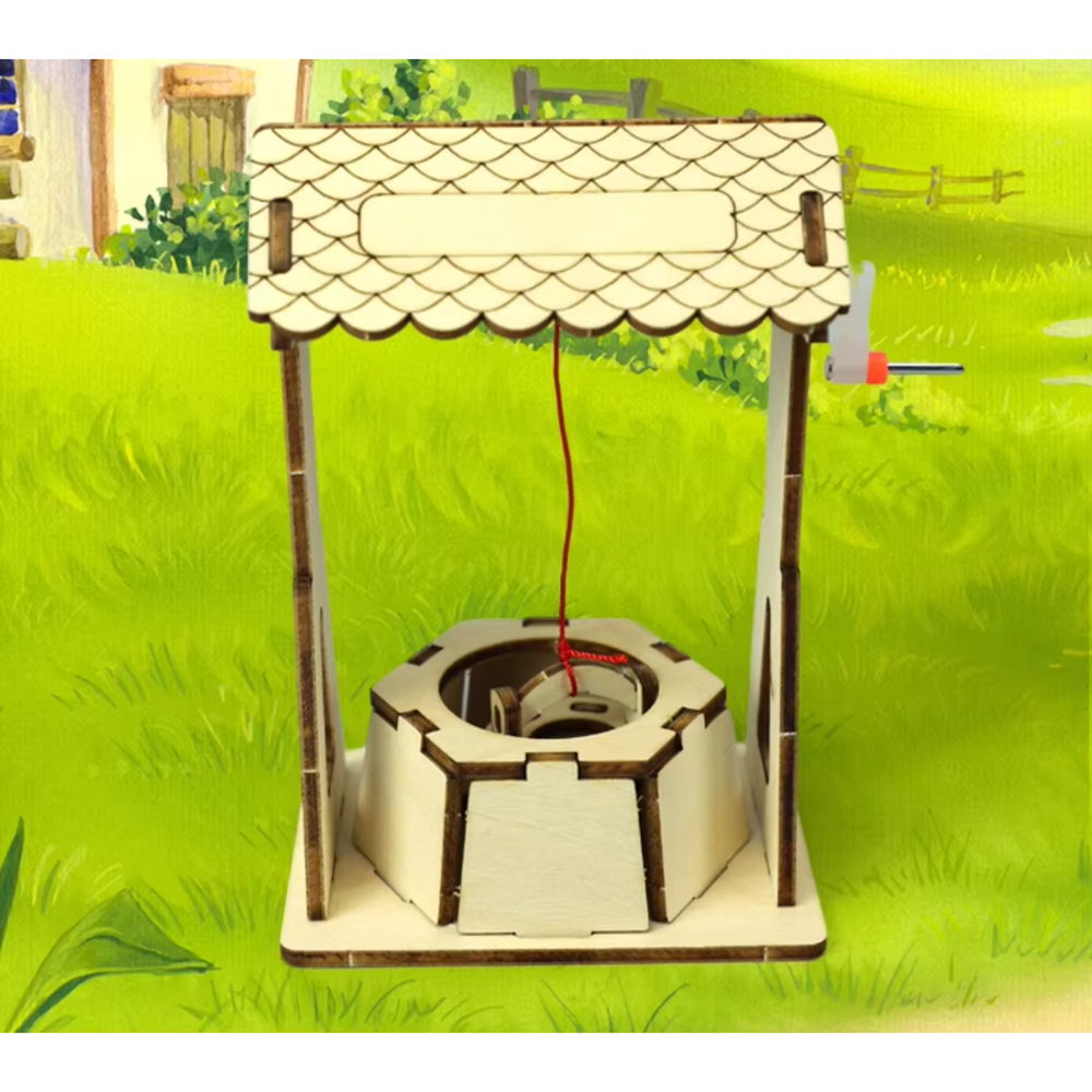 Pludo Traditional Well STEM Kit – DIY Smart Toy for Kids 8–11 | Grade 3–5 Wheel Transmission Project- DIY Kit -Pludo Education Kit -Robocraze