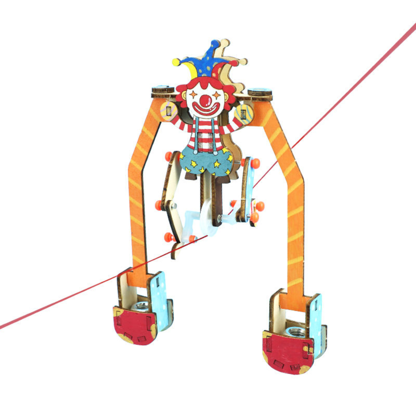 Pludo Wooden Clown Tightrope STEM Kit – Balance and Centre of Gravity Learning Toy for Kids 8–11 | Grade 3–5 DIY Science Kit -DIY Kit -Pludo Educational Toy -Robocraze