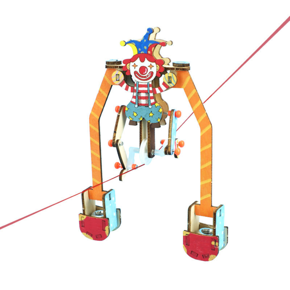 Pludo Wooden Clown Tightrope STEM Kit – Balance and Centre of Gravity Learning Toy for Kids 8–11 | Grade 3–5 DIY Science Kit -DIY Kit -Pludo Educational Toy -Robocraze