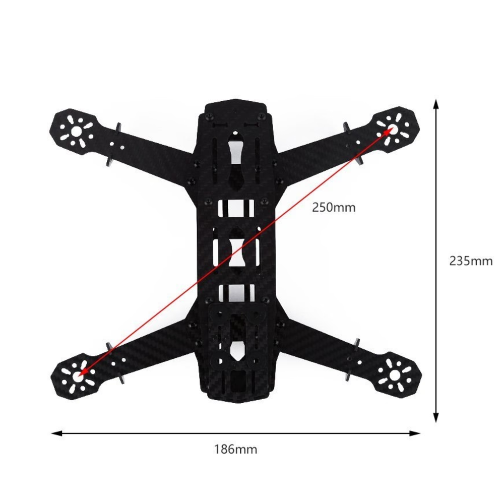 Q250 250mm FPV Racing Quadcopter Frame Kit with 4mm Carbon Fiber Arms -Drone Parts -Drone Frames -Robocraze