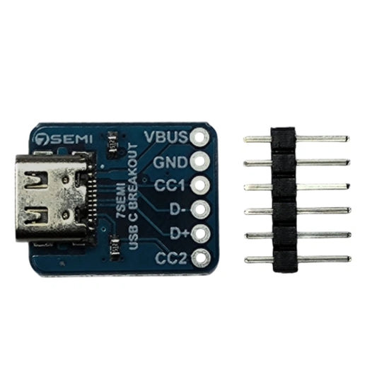 7Semi USB Type-C Connector Breakout (Female)-Electronic Modules-Breakout Boards-Robocraze
