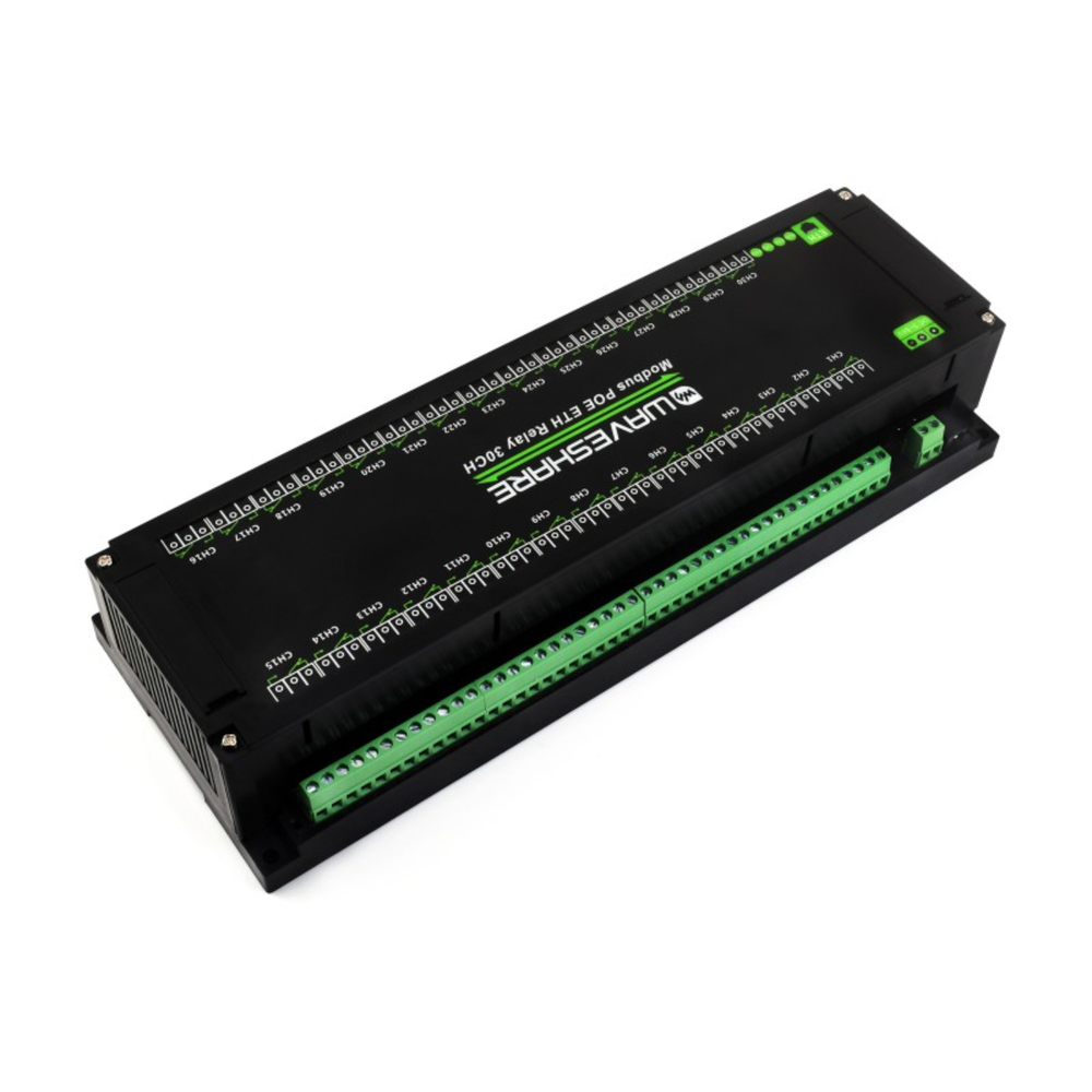 Waveshare 30-Channel Ethernet Relay Module with Modbus RTU/TCP, PoE Communication & Isolation Protection -Electronic Modules -Relays -Robocraze