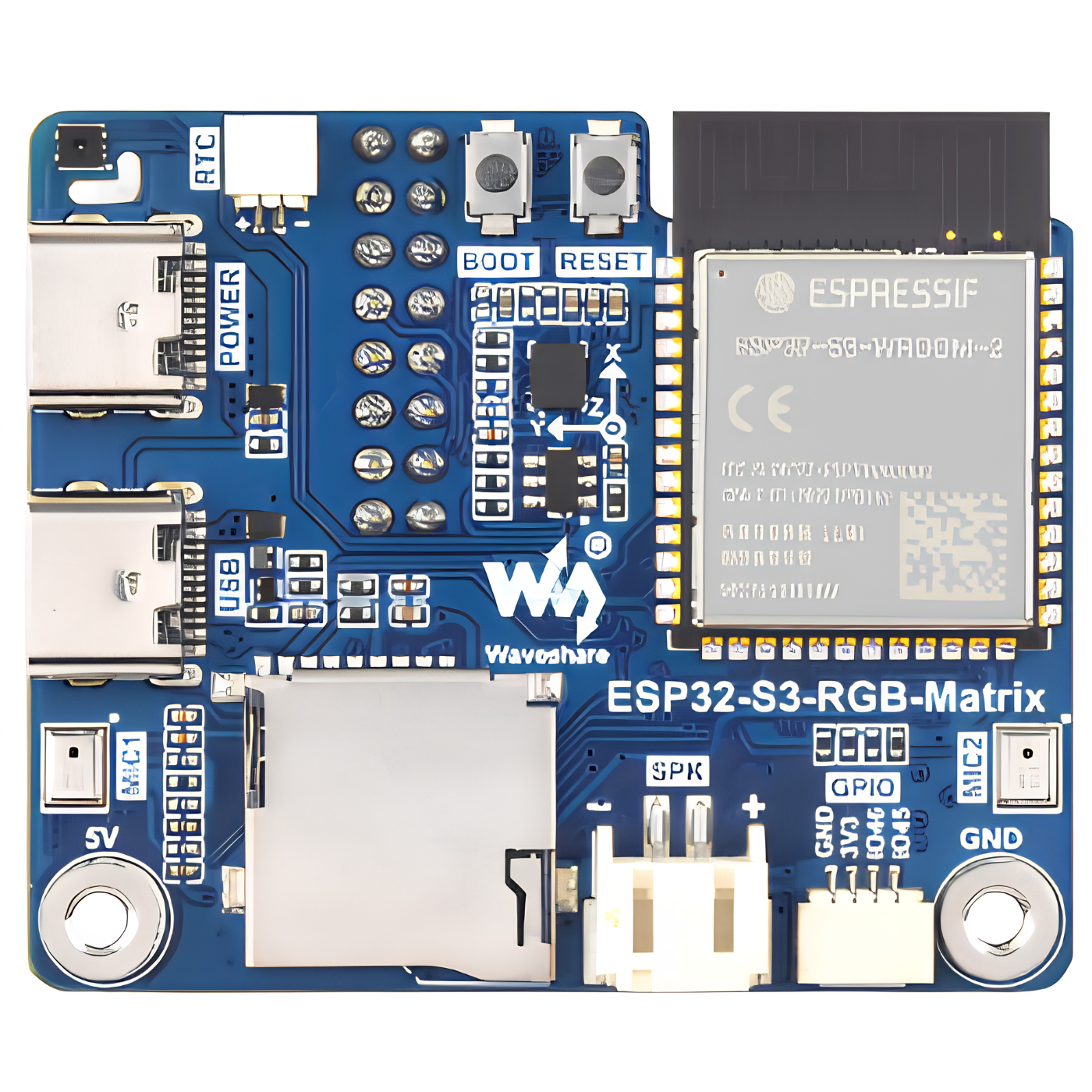 Waveshare ESP32-S3 RGB Matrix Driver Board with Dual Microphone Array and BLE -Robocraze