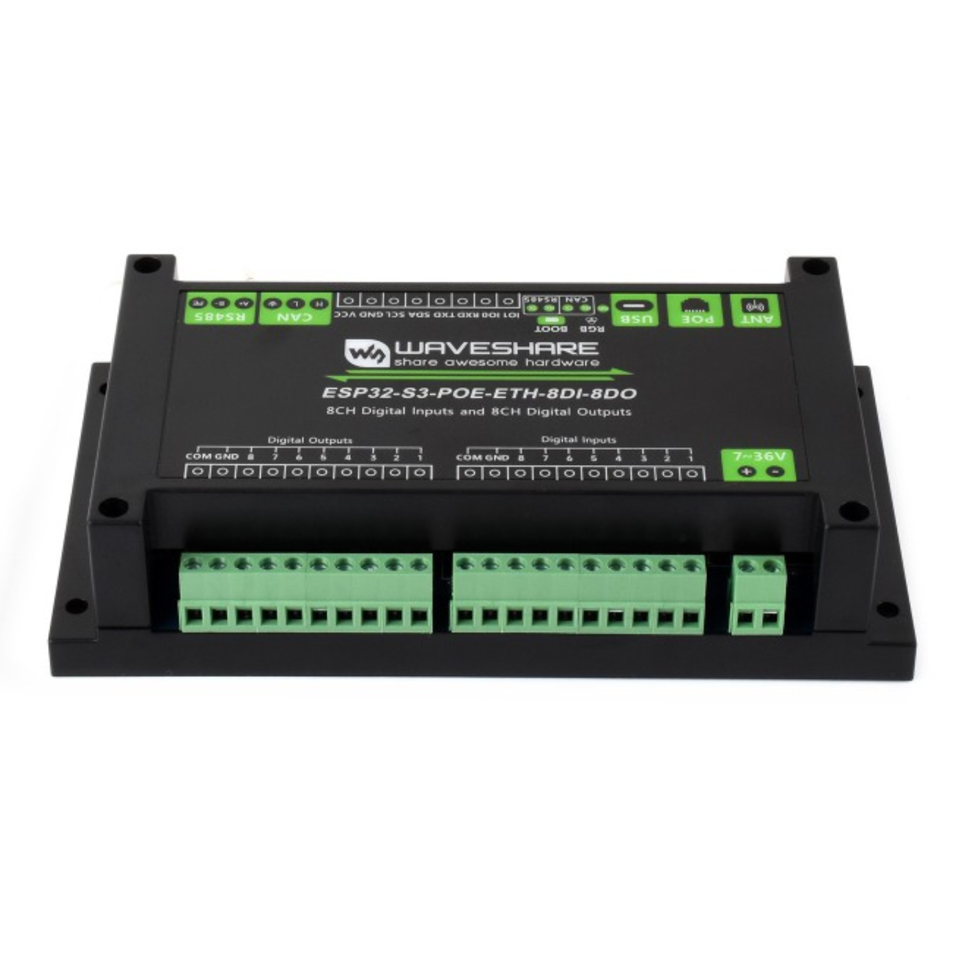 Waveshare Industrial ESP32 S3 POE ETH Control Board with 8-Channel Digital I/O, Dual-Core LX7 Processor & PoE Ethernet -Cables -Ethernet -Robocraze