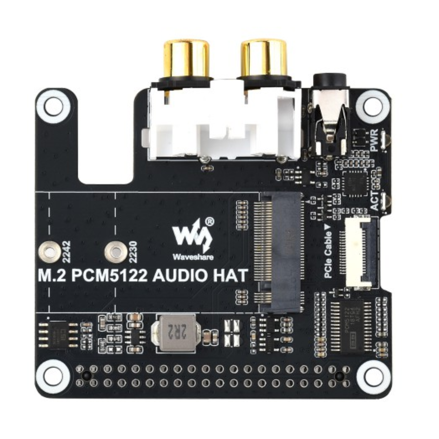 Waveshare PCIe to M.2 HAT with I2S Audio Extension for Raspberry Pi -Raspberry Pi & Accessories -HATS -Robocraze