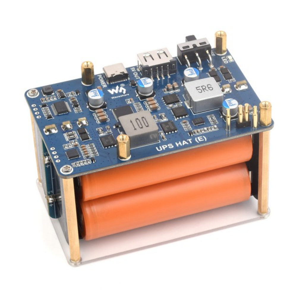 Waveshare UPS HAT (E) for Raspberry Pi with 5V 6A Output, 4× 21700 Battery Support & Pogo Pins -Raspberry Pi -Raspberry Pi Hats -Robocraze