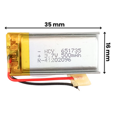 Witty Fox 500mah Rechargeable 3.7v Lithium Polymer Battery -LiPo Battery for Drone -Robocraze
