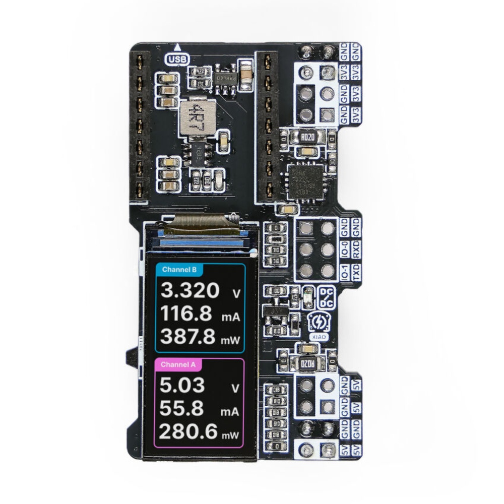 XIAO PowerBread – Breadboard Power Supply & Meter with XIAO Color LCD for 5V/3.3V Rails -Electronic Components -Prototyping Boards -Robocraze
