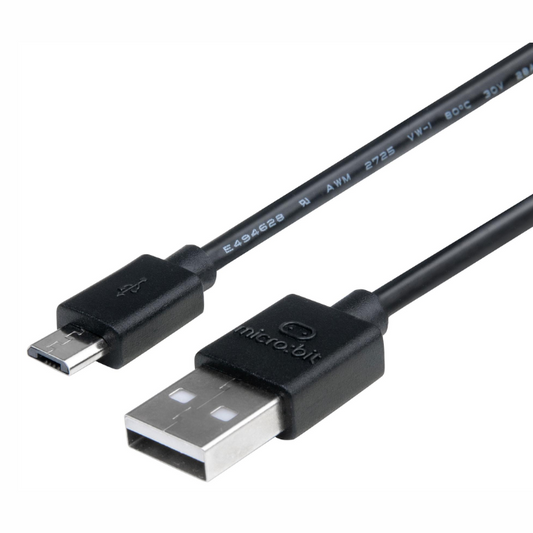 Micro:bit USB 2.0 Type A to Micro B Cable (Black) – 300mm black USB cable. -Development Board -BBC Micro:Bit -Robocraze