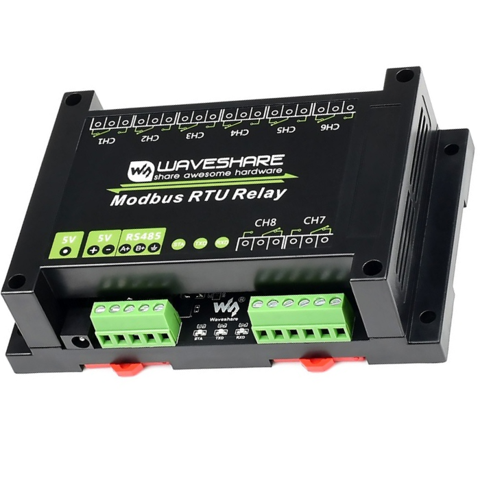 Waveshare Modbus RTU 8CH Relay Module RS485 – 8CH RS485 relay for automation. -Relay Module -Robocraze