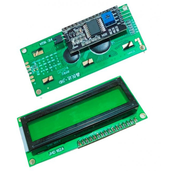 16x2 Green LCD with Soldered I2C/IIC Interface - Robocraze