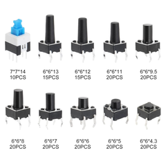 Tactile Push Button Switch Assortment Kit – 180PC 10 Value 6x6mm 4 Pin -Switches -Robocraze