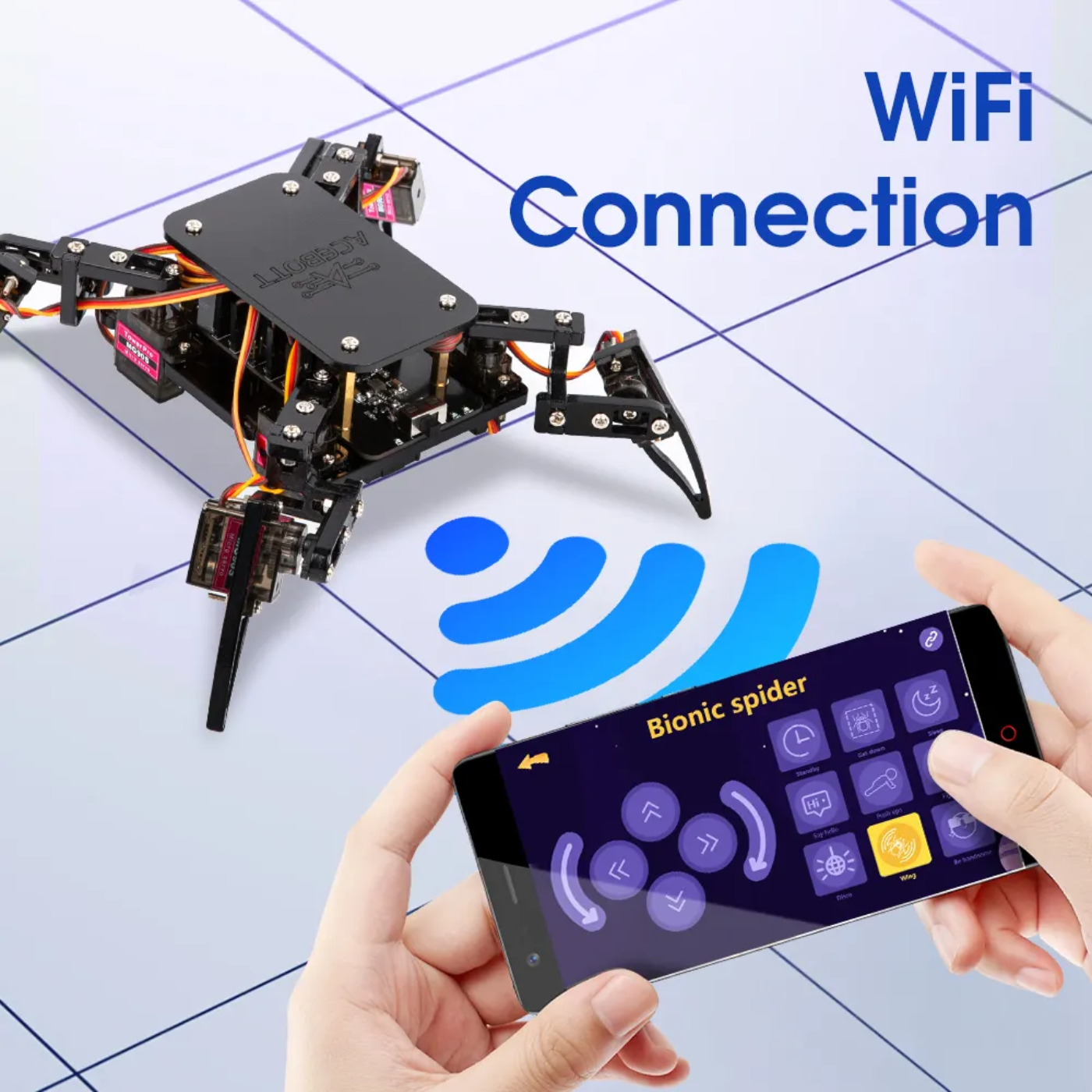 ACEBOTT ESP8266 Quadruped Bionic Spider Robot kit with Arduino IDE/ACECode(Scratch)