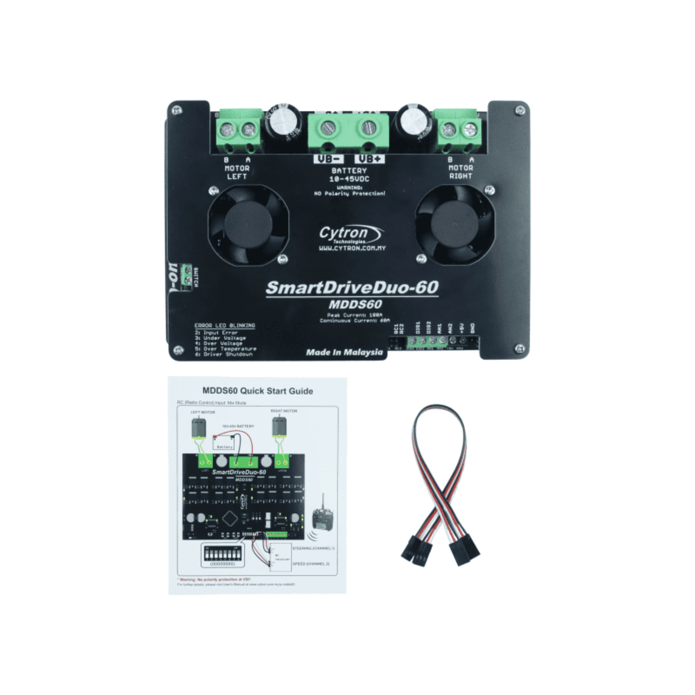 Cytron SmartDriveDuo-60A 7V-45V DC Motor Driver -Motors & Mechanical -Motor Drivers -Robocraze