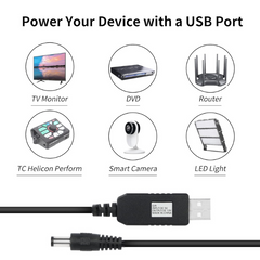 1m 5V 2A to 12V 1A USB Booster Cable – Durable Arduino USB Cable for voltage conversion without LED. -Robocraze